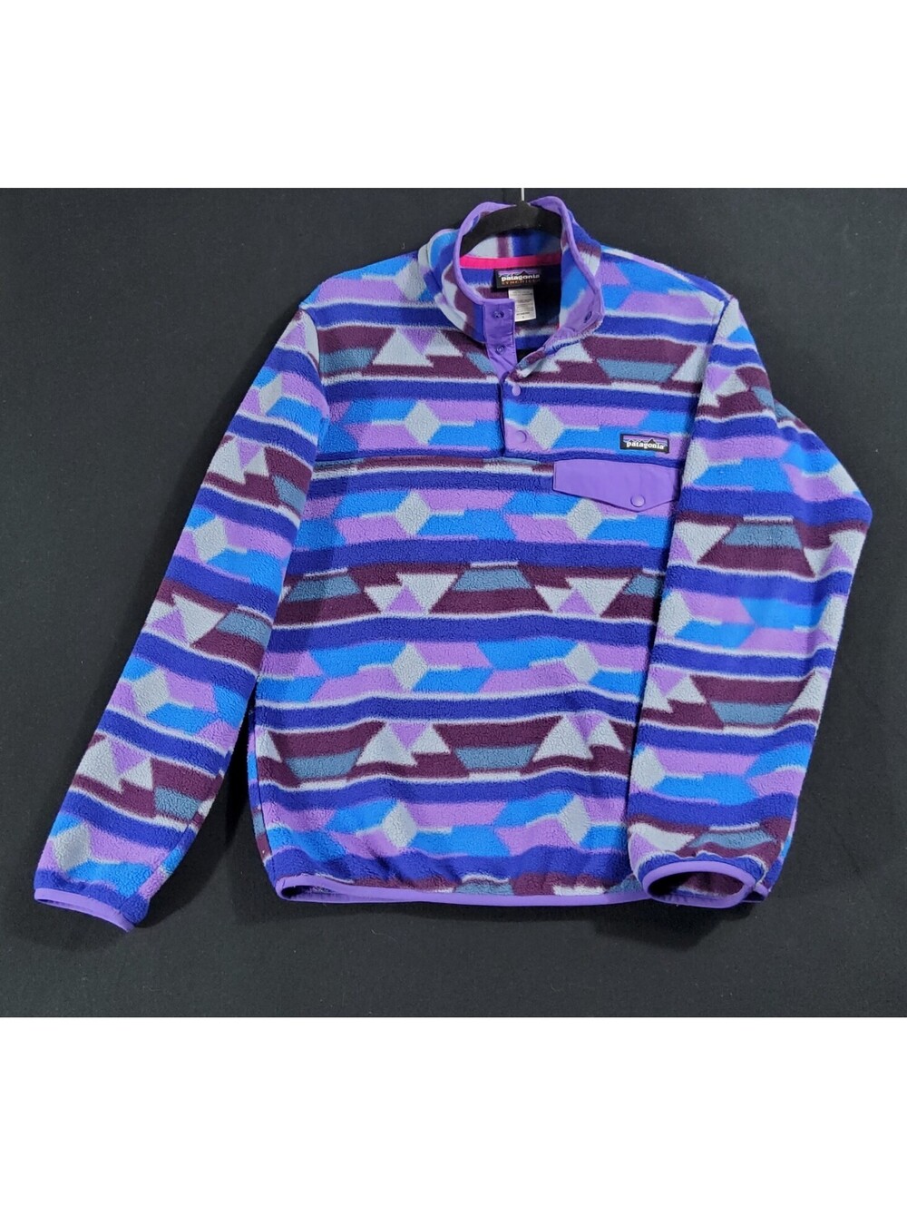 Patagonia Synchilla Snap-T Geometric Mock Neck Fleece Pullover Women's Sz Small
